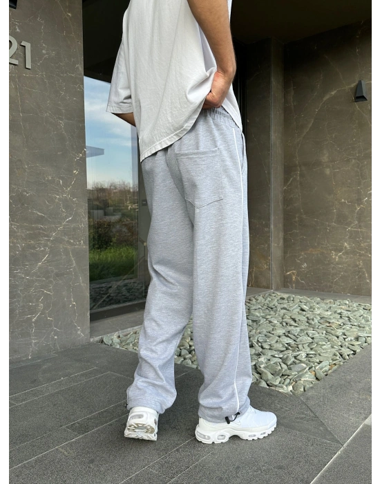 2 İPLIK KUMAŞ YANDAN BIYELI NK PACA LASTIK EŞOFMAN ALTI GRİ