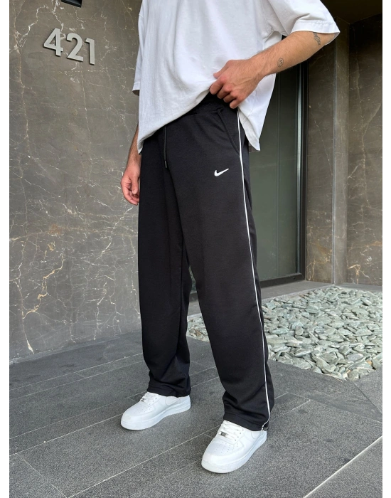 2 İPLIK KUMAŞ YANDAN BIYELI NK PACA LASTIK EŞOFMAN ALTI SİYAH