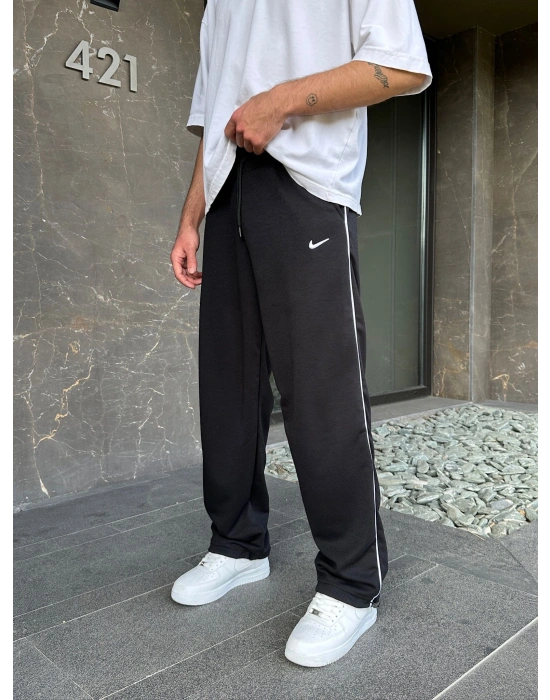 2 İPLIK KUMAŞ YANDAN BIYELI NK PACA LASTIK EŞOFMAN ALTI SİYAH