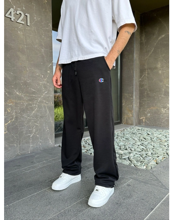 2 İPLIK KUMAŞ C NAKIŞ PACA LASTIK EŞOFMAN ALTI SİYAH