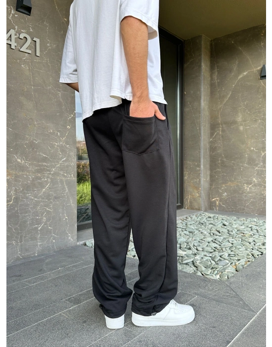 2 İPLIK KUMAŞ C NAKIŞ PACA LASTIK EŞOFMAN ALTI SİYAH