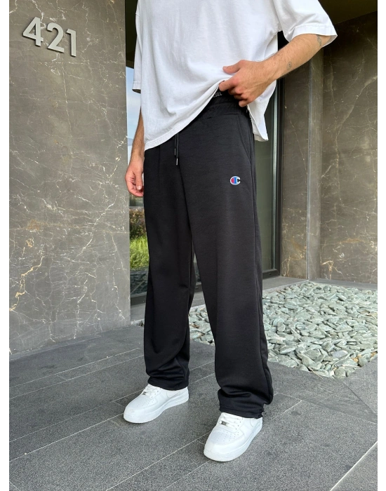 2 İPLIK KUMAŞ C NAKIŞ PACA LASTIK EŞOFMAN ALTI SİYAH