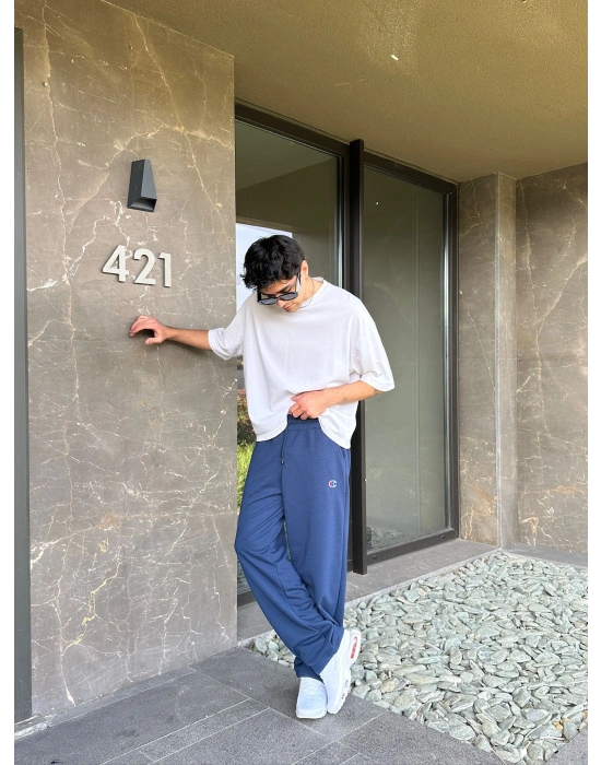 2 İPLIK KUMAŞ C NAKIŞ PACA LASTIK EŞOFMAN ALTI MAVİ