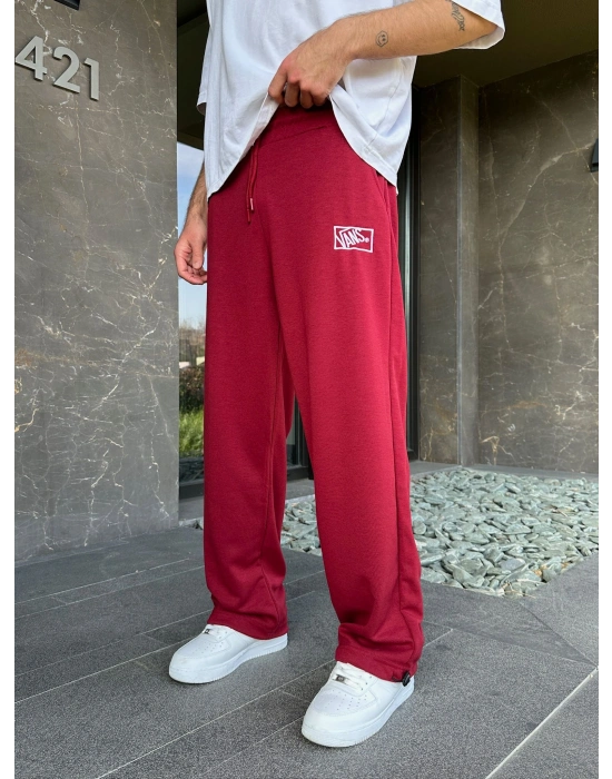 2 İPLIK KUMAŞ V NAKIŞ PACA LASTIK EŞOFMAN ALTI KIRMIZI