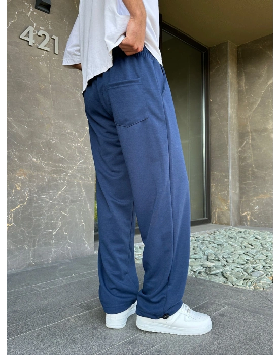 2 İPLIK KUMAŞ V NAKIŞ PACA LASTIK EŞOFMAN ALTI MAVİ