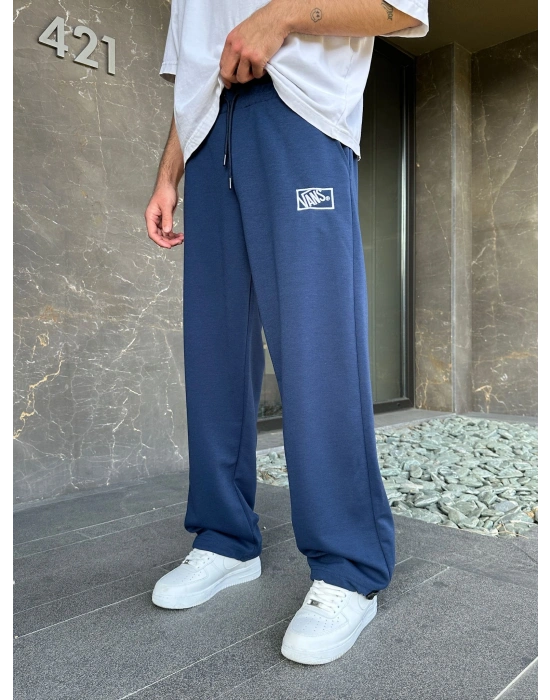 2 İPLIK KUMAŞ V NAKIŞ PACA LASTIK EŞOFMAN ALTI MAVİ