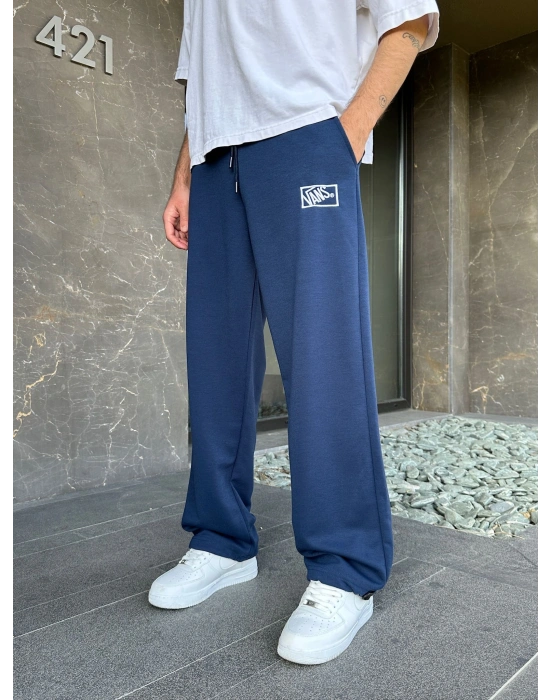 2 İPLIK KUMAŞ V NAKIŞ PACA LASTIK EŞOFMAN ALTI MAVİ