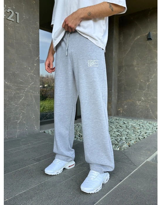 2 İPLIK KUMAŞ V NAKIŞ PACA LASTIK EŞOFMAN ALTI GRİ