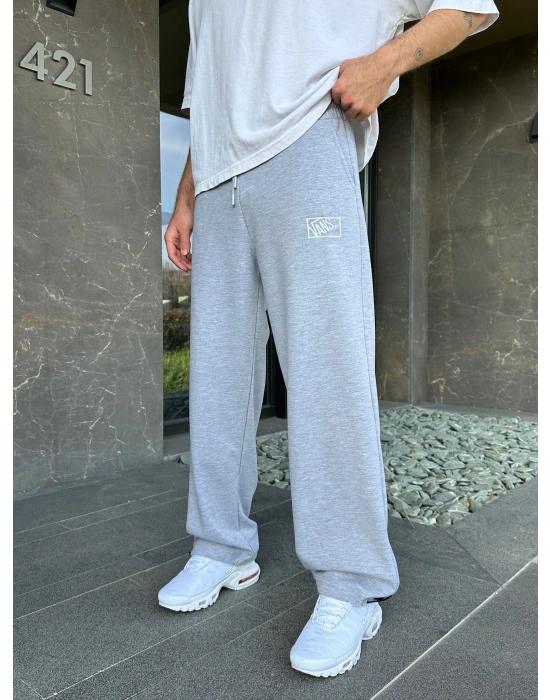 2 İPLIK KUMAŞ V NAKIŞ PACA LASTIK EŞOFMAN ALTI GRİ