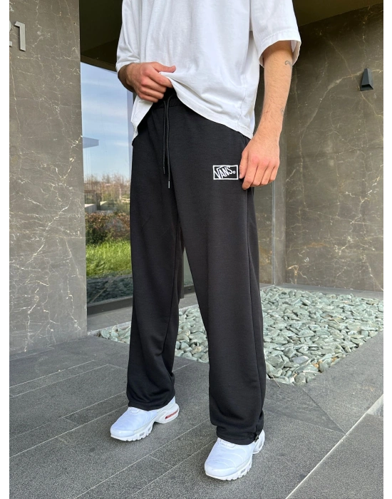 2 İPLIK KUMAŞ V NAKIŞ PACA LASTIK EŞOFMAN ALTI SİYAH