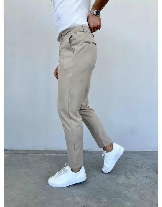 SLİM KALIP KUMAŞ PANTOLON KREM