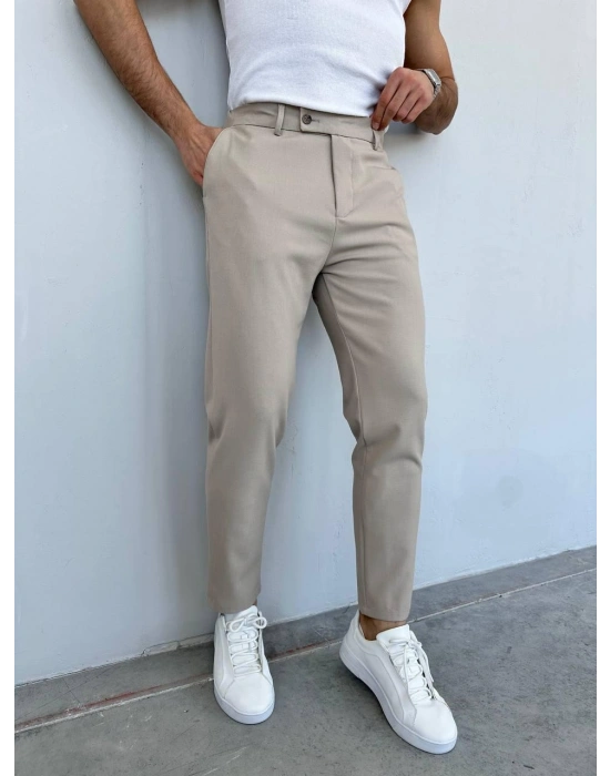 SLİM KALIP KUMAŞ PANTOLON KREM