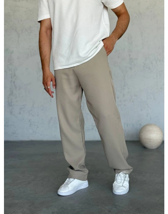 BAGGY KALIP DS FİTİLLİ PANTOLON KREM