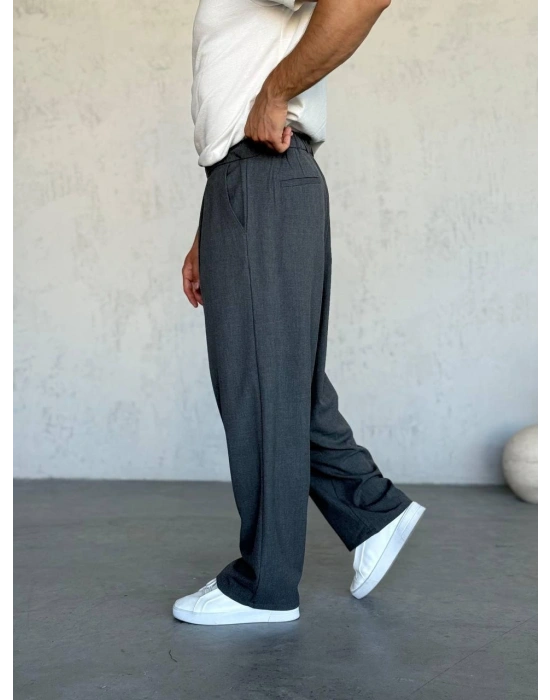 EXTRA BAGGY KALIP DS PİLELİ KUMAŞ PANTOLON GRİ