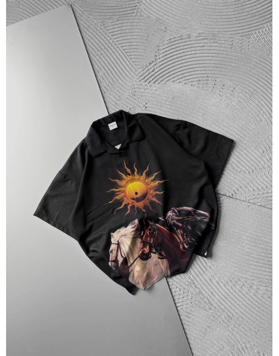 GÜNEŞ OVERSIZE GÖMLEK SİYAH