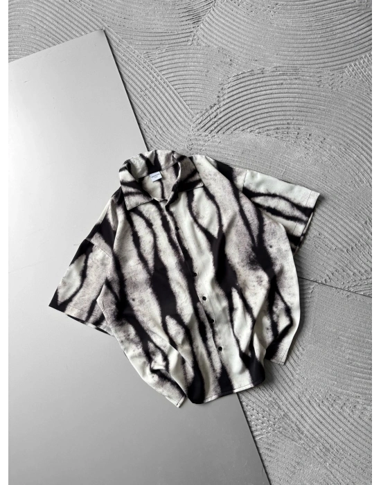 LEOPAR VİNTAGE OVERSİZE GÖMLEK SİYAH