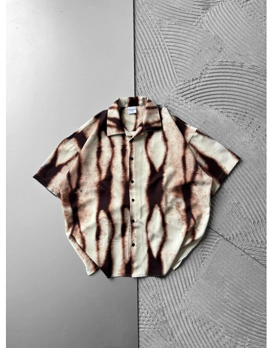 LEOPAR VİNTAGE OVERSİZE GÖMLEK KAHVE