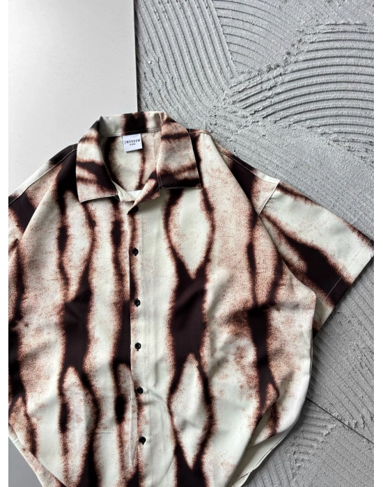 LEOPAR VİNTAGE OVERSİZE GÖMLEK KAHVE