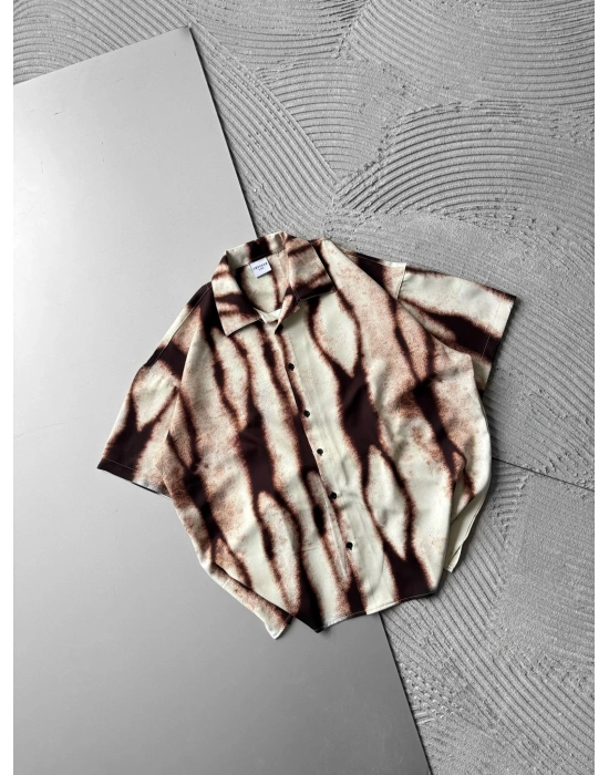 LEOPAR VİNTAGE OVERSİZE GÖMLEK KAHVE