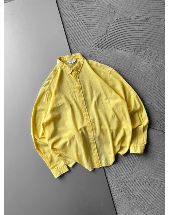 KETEN KUMAŞ GİGİ OVERSİZE GÖMLEK SARI