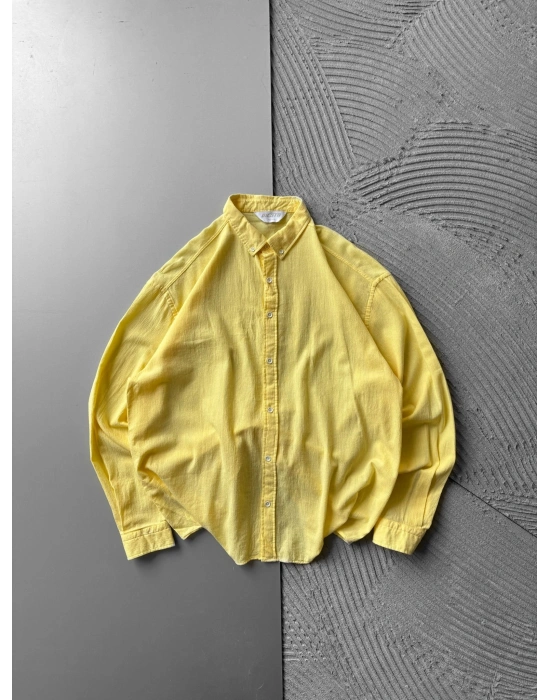 KETEN KUMAŞ GİGİ OVERSİZE GÖMLEK SARI