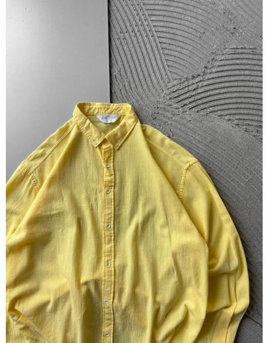 KETEN KUMAŞ GİGİ OVERSİZE GÖMLEK SARI