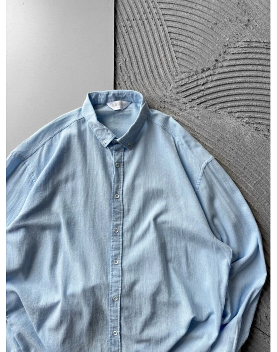 KETEN KUMAŞ GİGİ OVERSİZE GÖMLEK BEBE MAVİSİ