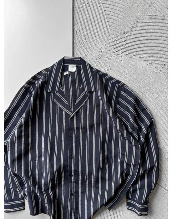 ÇİZGİLİ MODAL MARRA OVERSİZE GÖMLEK LACİ