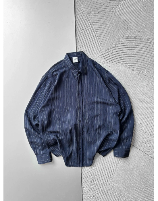 İNCE ÇİZGİLİ MODAL MARRA OVERSİZE GÖMLEK LACİ