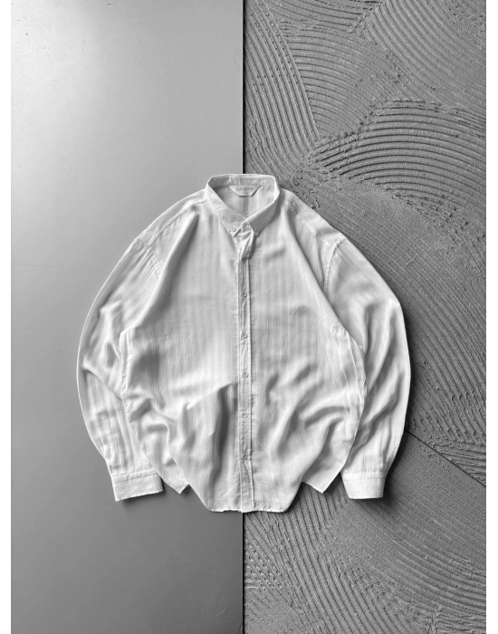 ARMÜR ÇİZGİLİ GİGİ OVERSİZE GÖMLEK BEYAZ