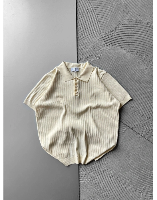 DÜĞMELİ POLO YAKA BASİC A KALİTE TRİKO KREM