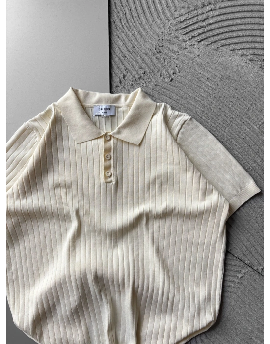 DÜĞMELİ POLO YAKA BASİC A KALİTE TRİKO KREM