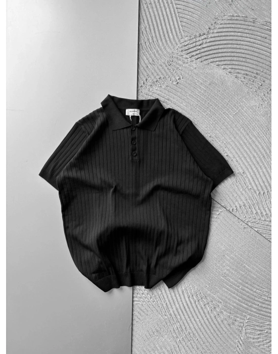 DÜĞMELİ POLO YAKA BASİC A KALİTE TRİKO SİYAH