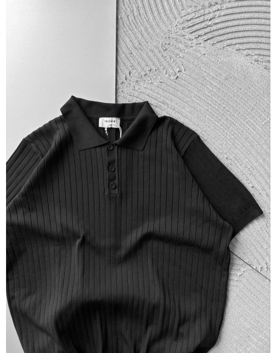 DÜĞMELİ POLO YAKA BASİC A KALİTE TRİKO SİYAH