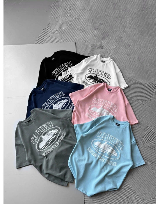 CORT ÖN BASKI OVERSİZE TİŞÖRT SİYAH