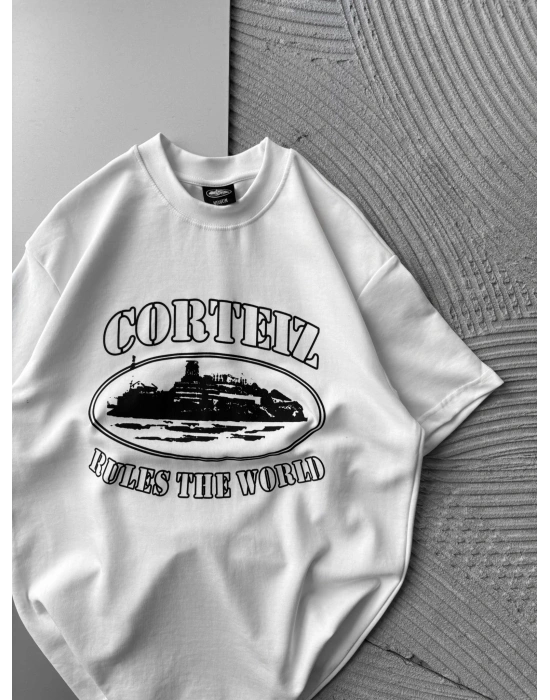 CORT ÖN BASKI OVERSİZE TİŞÖRT BEYAZ