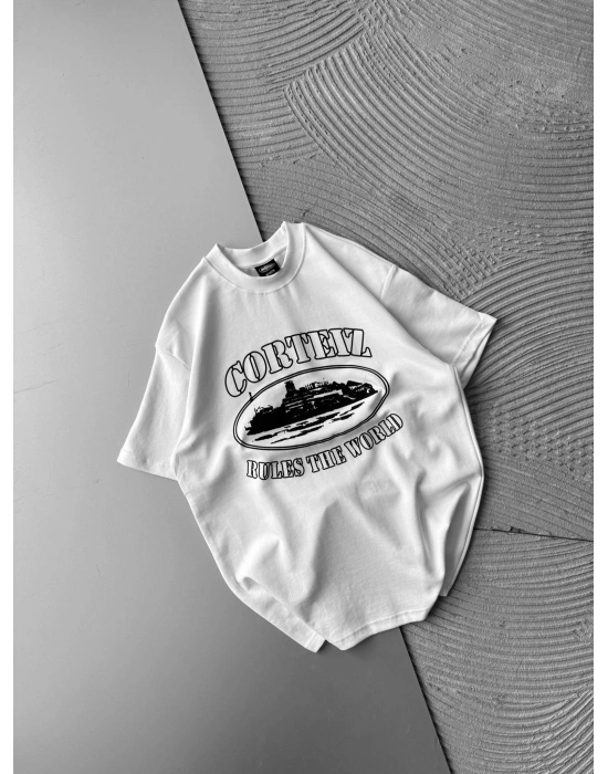 CORT ÖN BASKI OVERSİZE TİŞÖRT BEYAZ