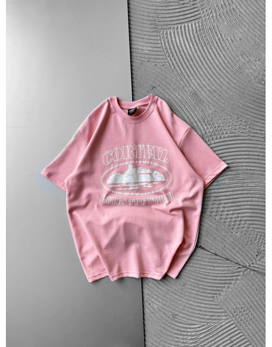 CORT ÖN BASKI OVERSİZE TİŞÖRT PEMBE