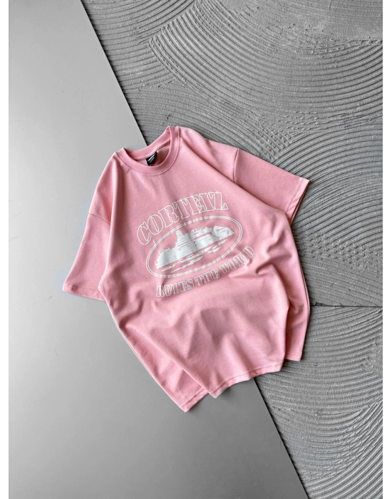 CORT ÖN BASKI OVERSİZE TİŞÖRT PEMBE