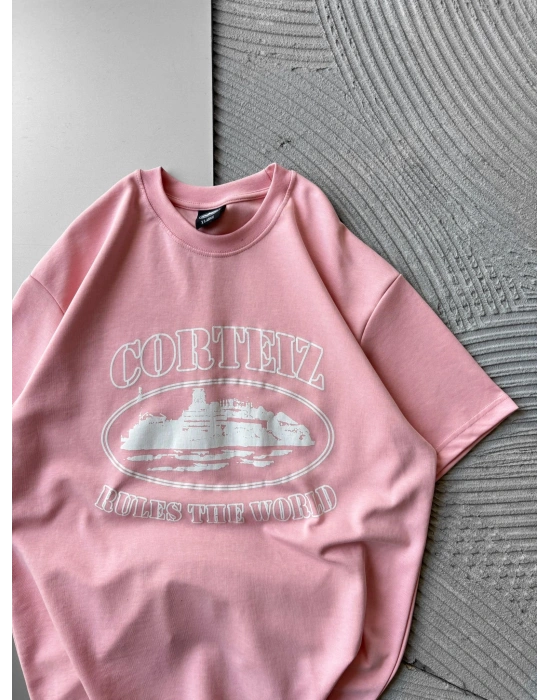 CORT ÖN BASKI OVERSİZE TİŞÖRT PEMBE