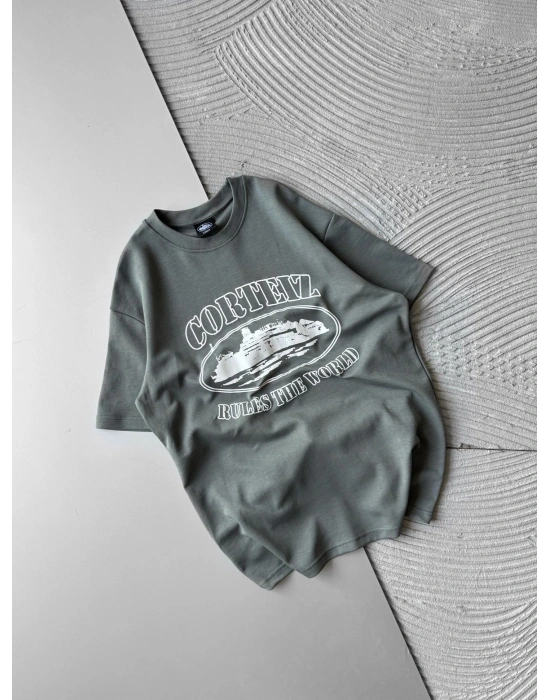 CORT ÖN BASKI OVERSİZE TİŞÖRT GRİ