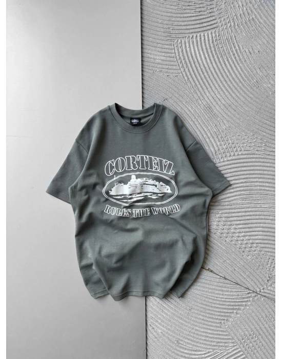 CORT ÖN BASKI OVERSİZE TİŞÖRT GRİ