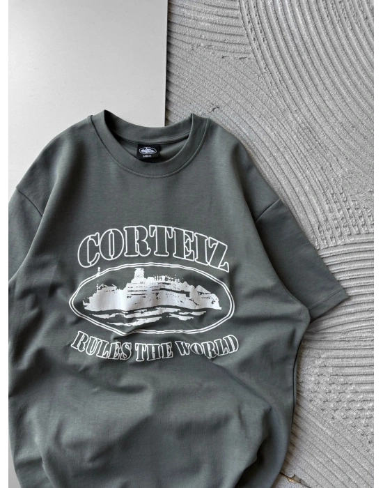 CORT ÖN BASKI OVERSİZE TİŞÖRT GRİ