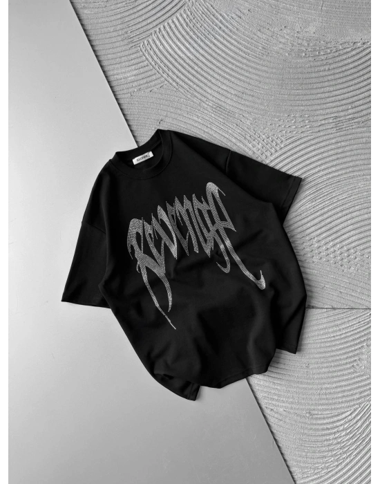 REVEN TAŞLI OVERSİZE TİŞÖRT SİYAH