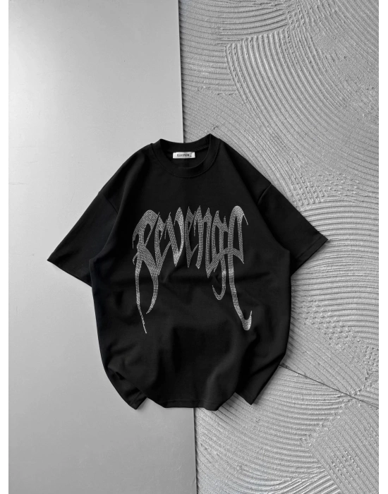 REVEN TAŞLI OVERSİZE TİŞÖRT SİYAH