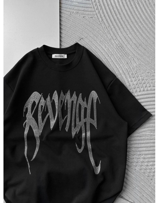 REVEN TAŞLI OVERSİZE TİŞÖRT SİYAH