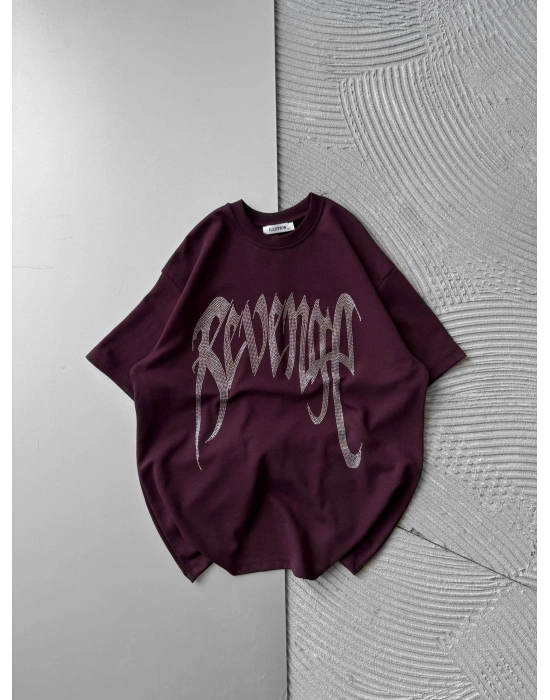 REVEN TAŞLI OVERSİZE TİŞÖRT BORDO