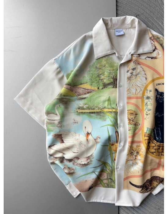 KEDİ VİNTAGE OVERSİZE GÖMLEK