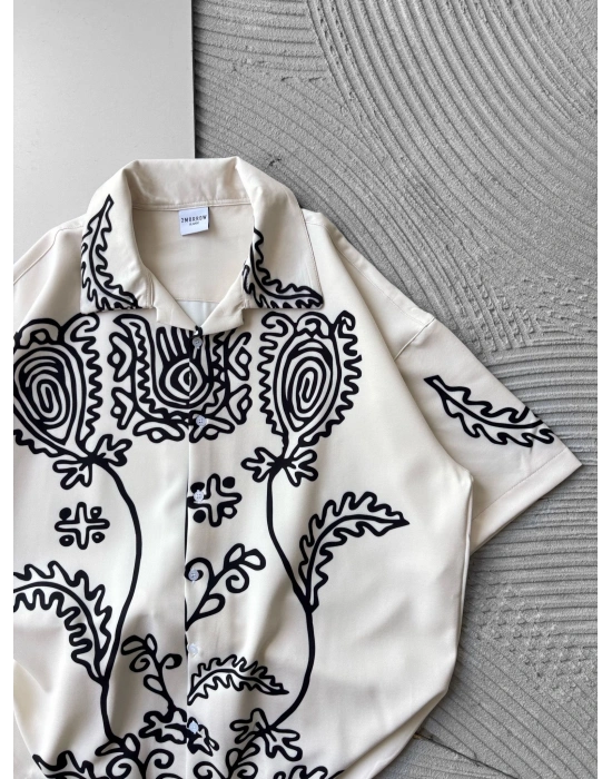 ÇİZİM VİNTAGE OVERSİZE GÖMLEK