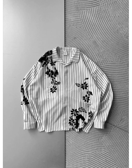 ÇİÇEK MOTİF VİNTAGE OVERSİZE GÖMLEK